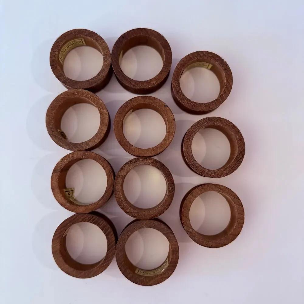 Kemp & Beatley Napkin Rings Burma Teak Wood Set of 11 Holders